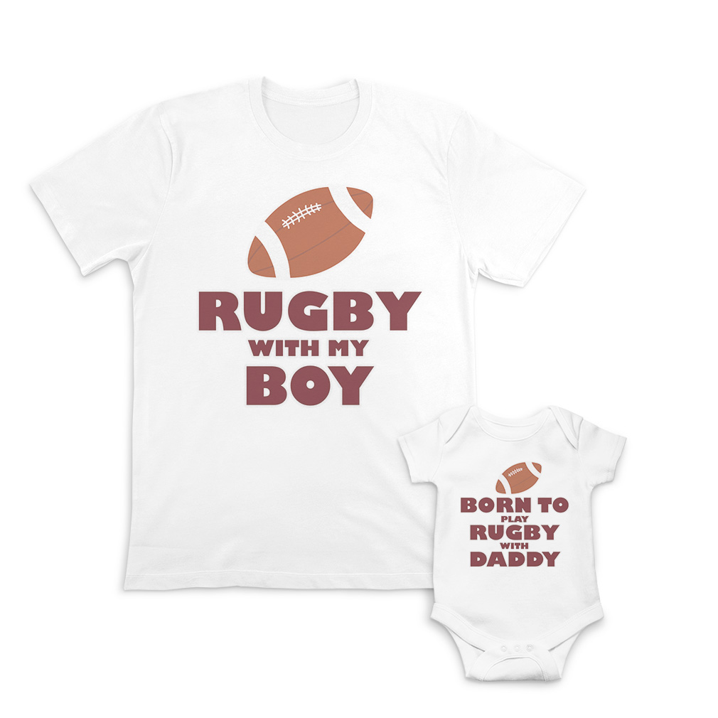 Dad and Baby Matching Outfits Clothes Born Play Golf Daddy Ball - Rugby My Boy