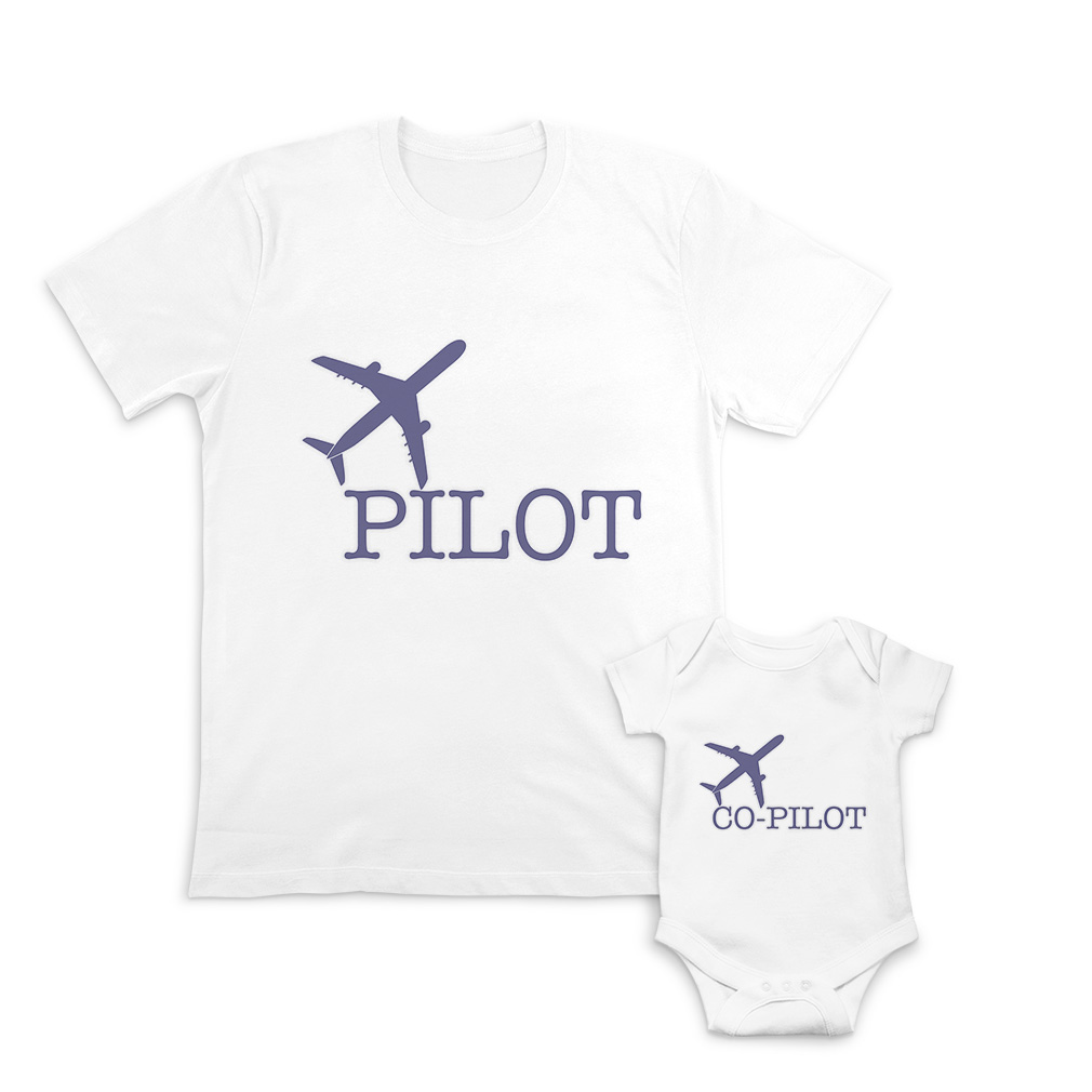 Dad and Baby Matching Outfits Clothes Airplane Pilot Blue - Airplane Co Pilot - Picture 6 of 6