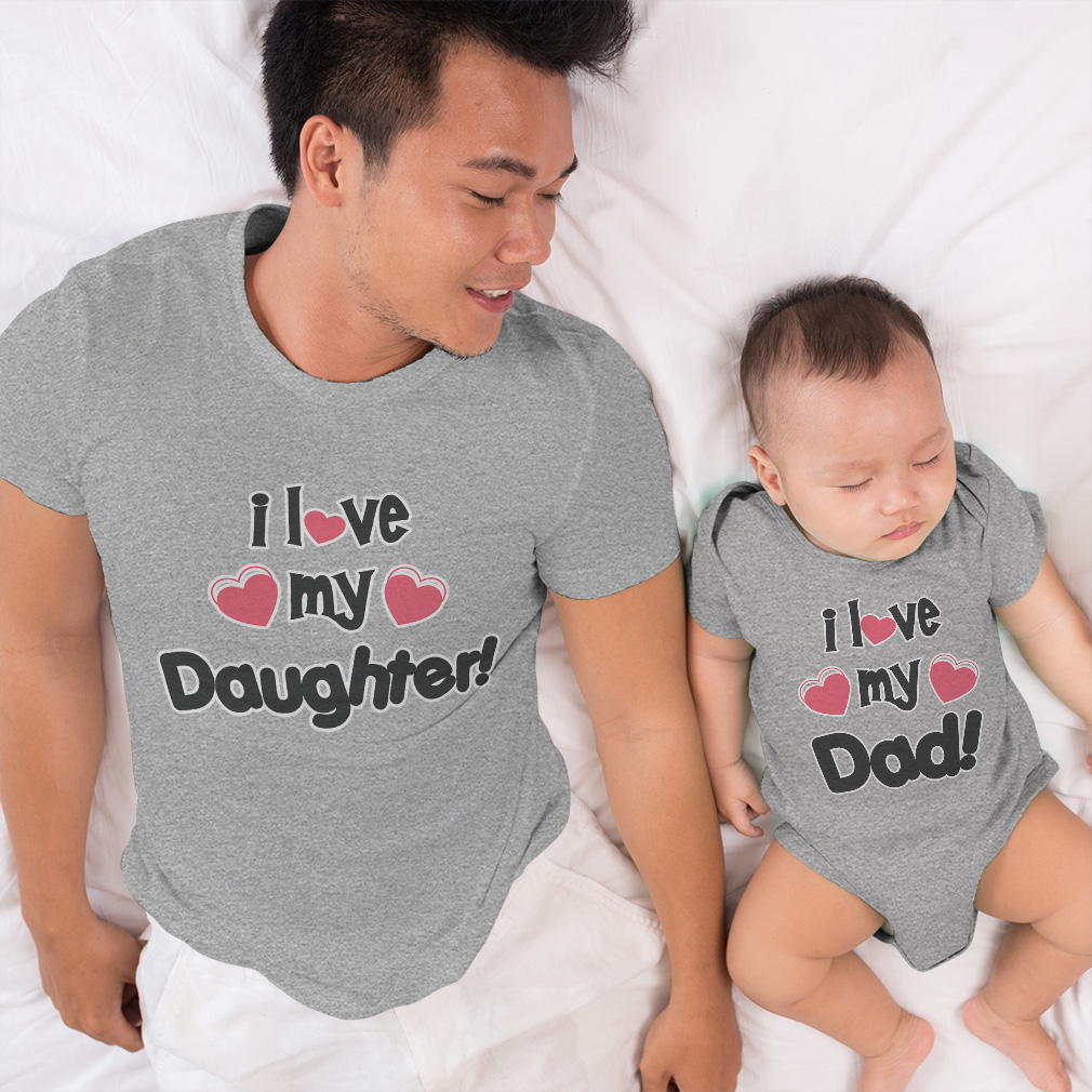 Dad Dad and Baby Matching Outfits Clothes I Love My Dad Heart - I Daughter Heart - Picture 2 of 6