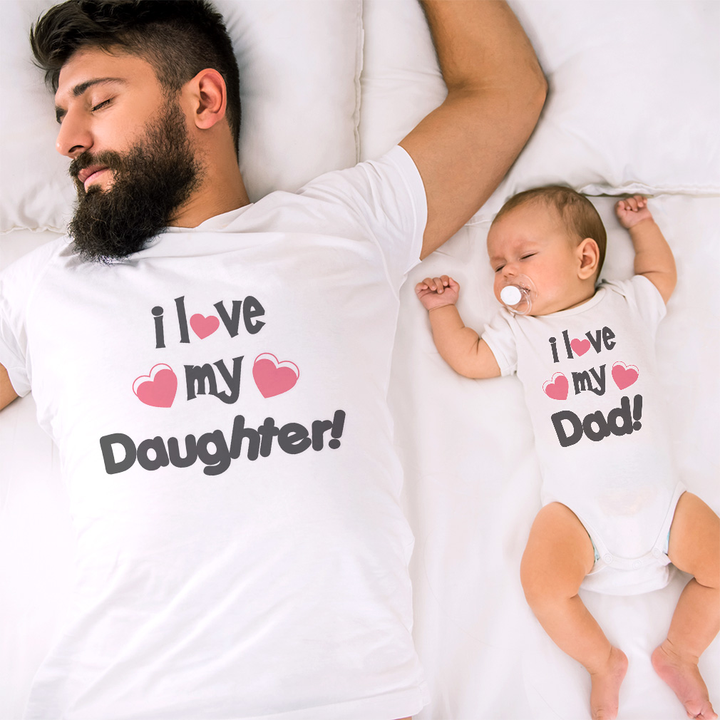 Dad Dad and Baby Matching Outfits Clothes I Love My Dad Heart - I Daughter Heart - Picture 4 of 6