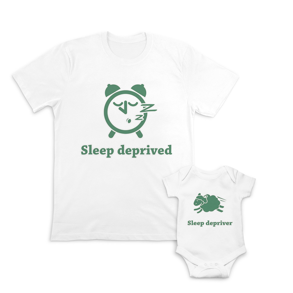 Dad and Baby Matching Outfits Clothes Sleep Deprived Alarm Clock Depriver Sheep