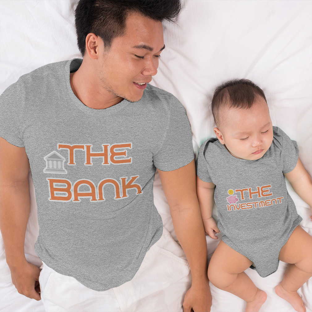 Dad and Baby Matching Outfits Clothes Bank Building - Investment Money Dollars - Picture 3 of 6