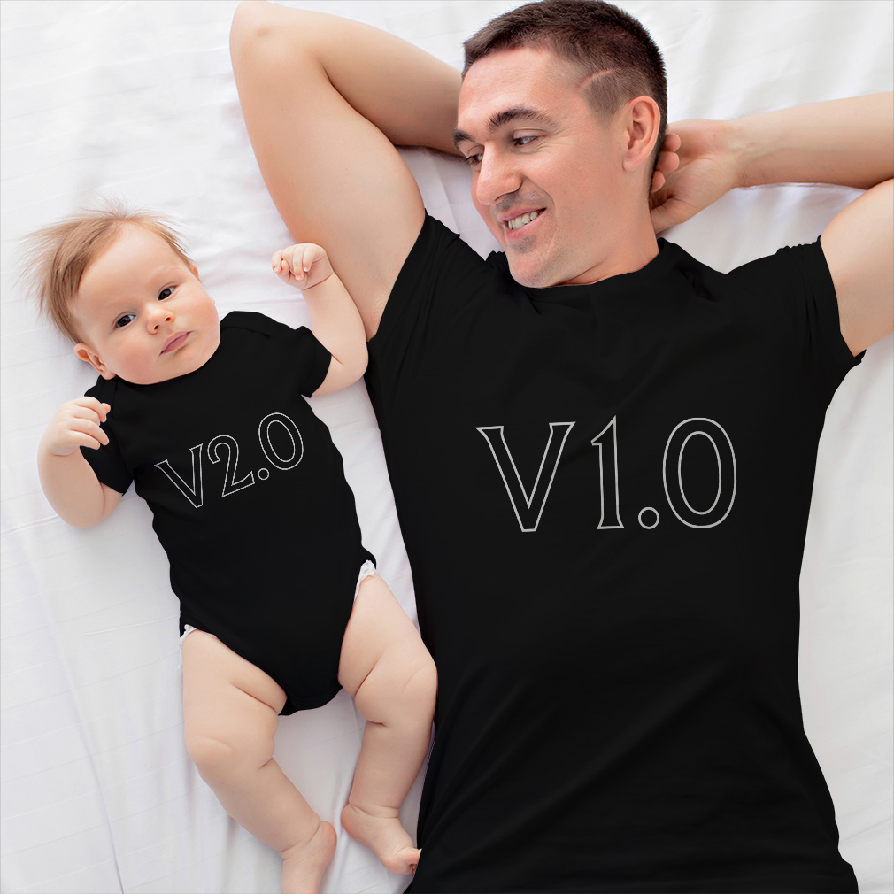 Dad and Baby Matching Outfits Clothes Son Is Full Battery Charged – V1.0 Engine