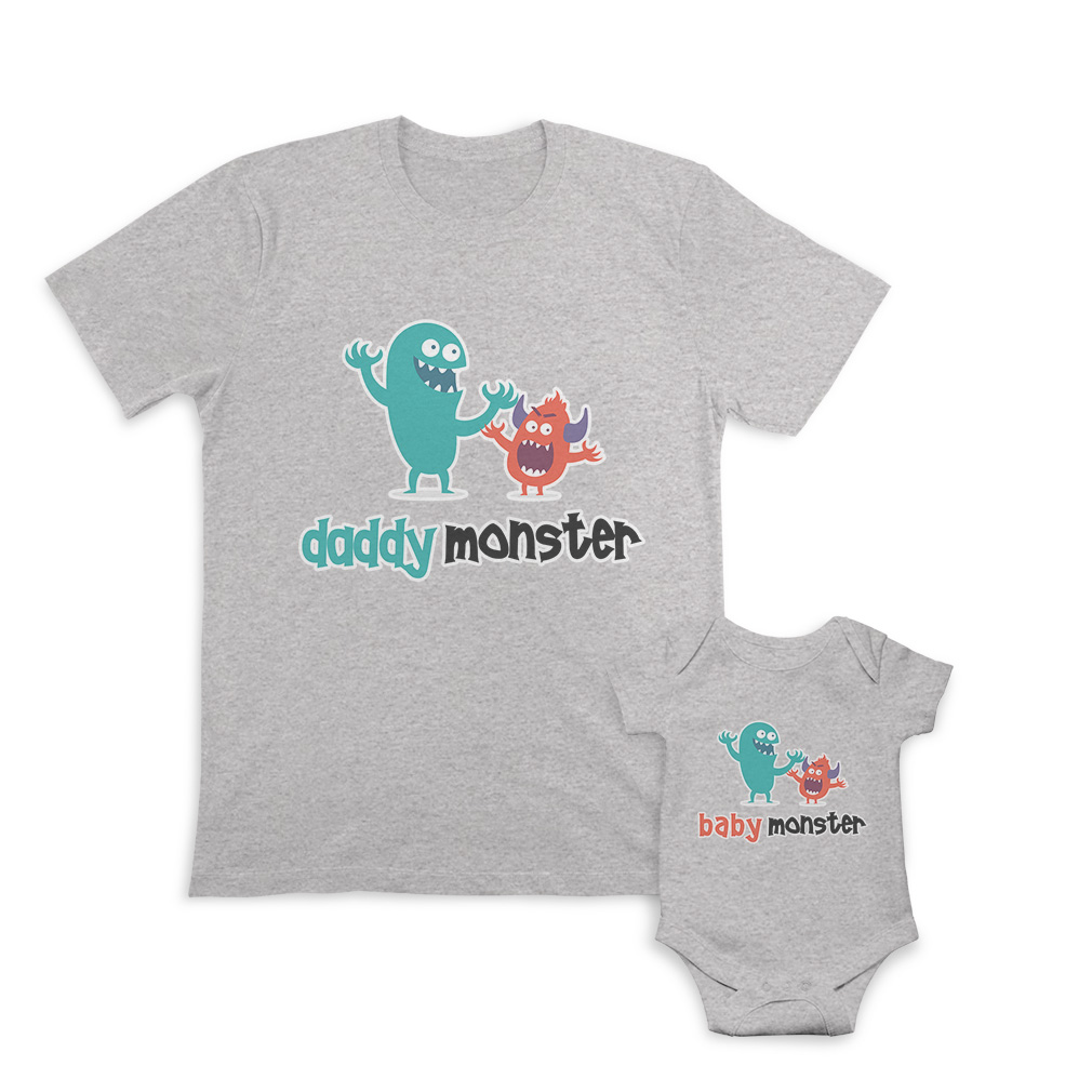 Dad and Baby Matching Outfits Clothes Bun Game Strong - Daddy Monster Cartoon