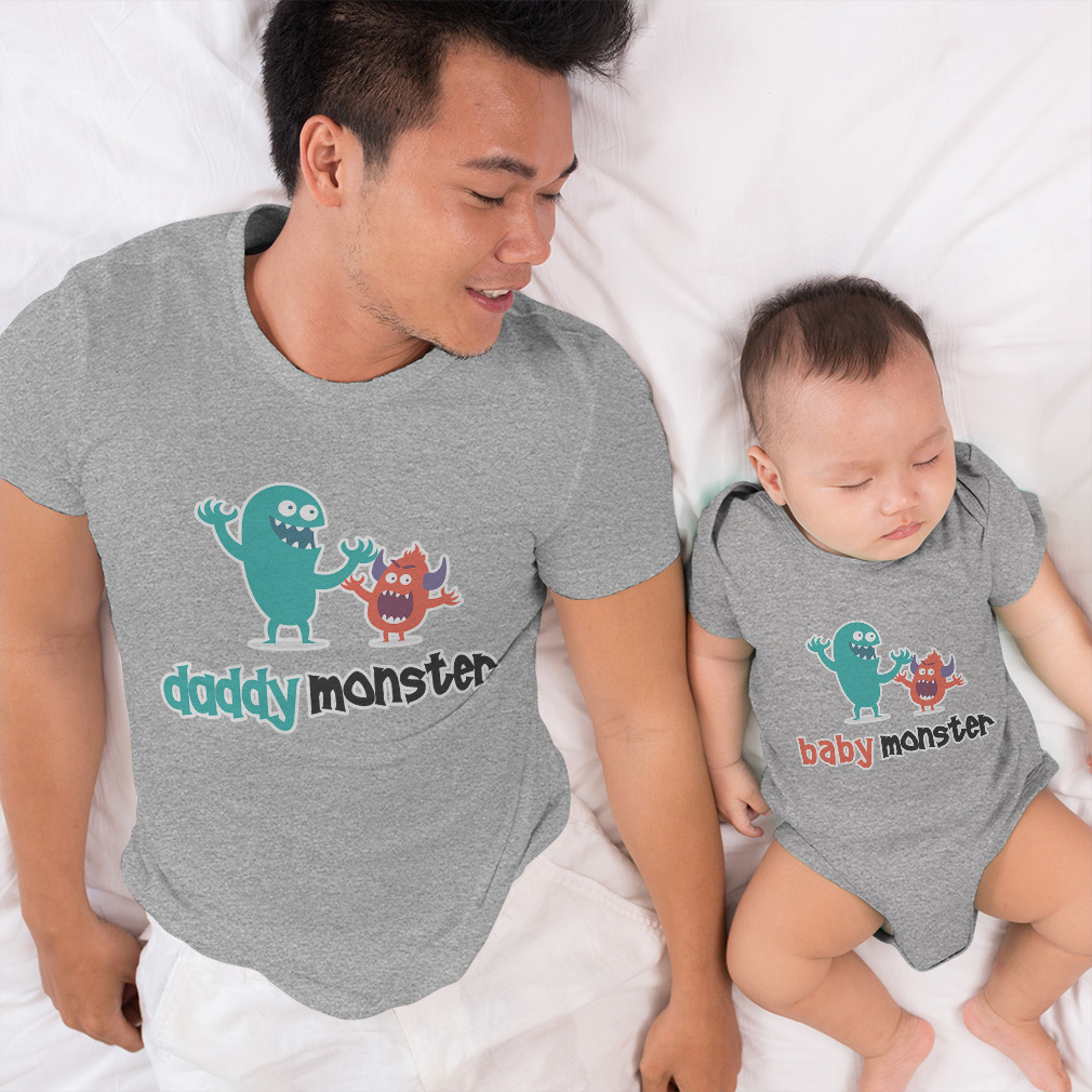 Dad and Baby Matching Outfits Clothes Bun Game Strong - Daddy Monster Cartoon