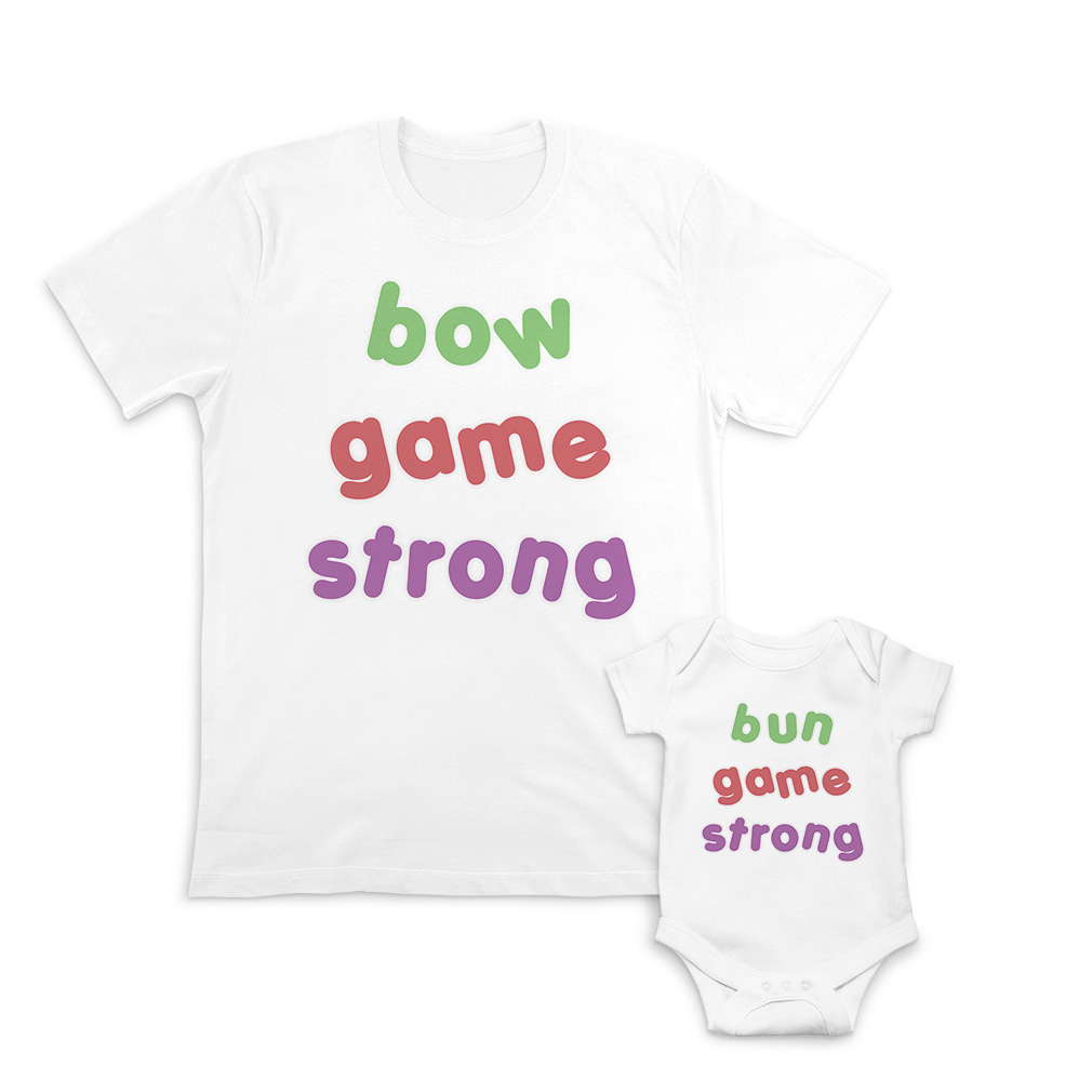 Dad Dad and Baby Matching Outfits Clothes Little Friend Running Baby Bow Strong