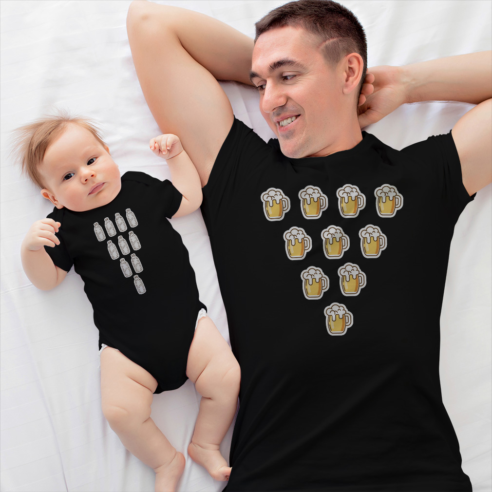 Dad and Baby Matching Outfits Clothes Beer Glasses – Milk Bottles Dairy Cotton