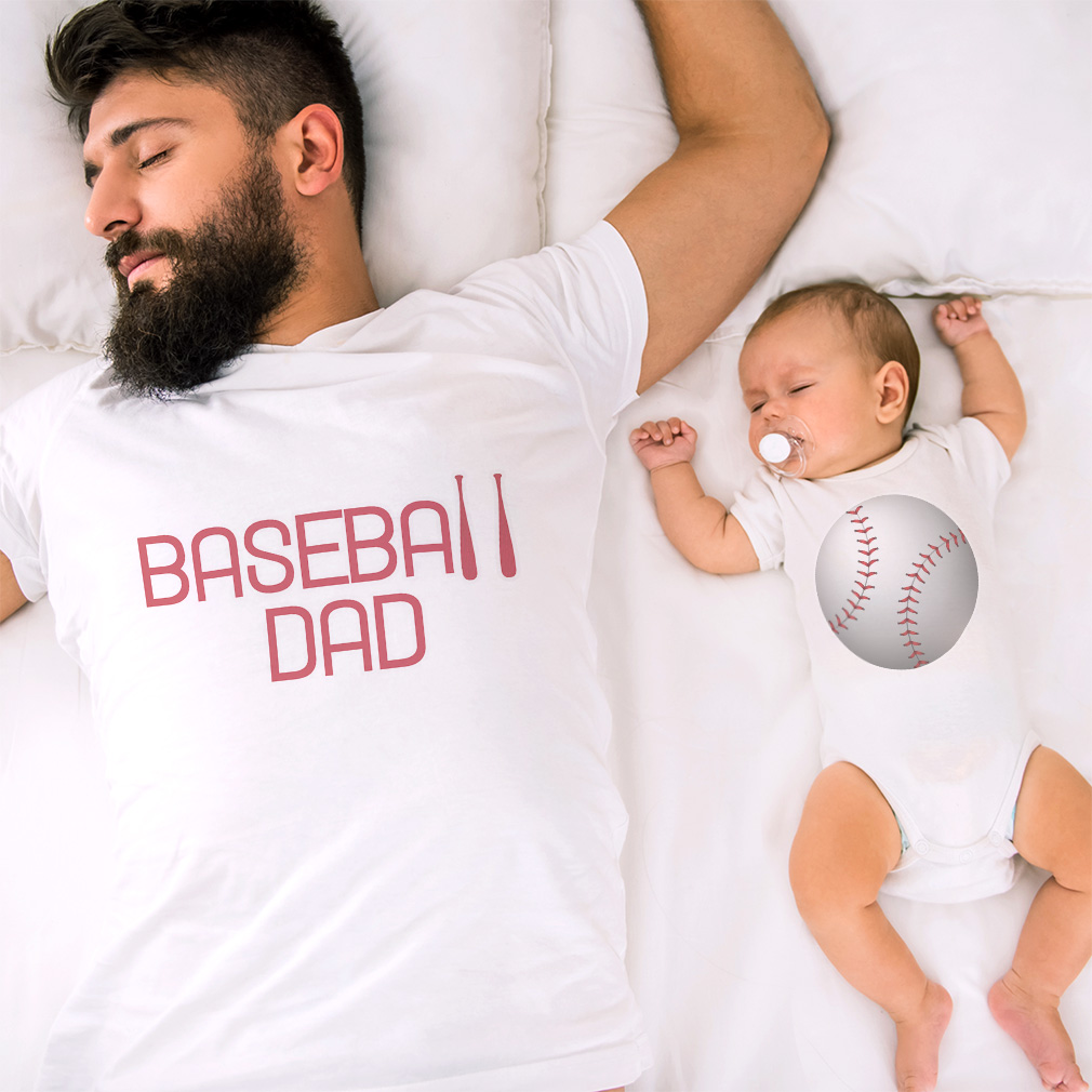 Dad and Baby Matching Outfits Clothes Heart Daughter Baseball Dad Bat Sports